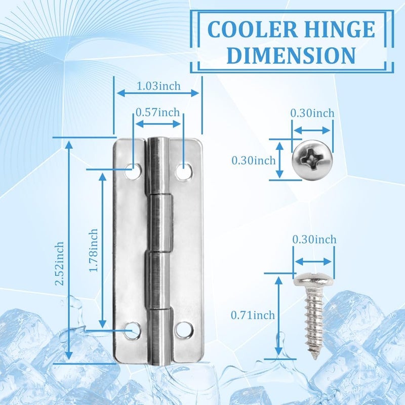 ATESMO Cooler Hinges Replacement & Cooler Latch Replacement Stainless Steel Cooler Parts, 2 Cooler Replacement Latches and Posts, 3 Cooler Hinges, 18 High-Strength Screws, for Igloo Cooler Replacement Parts - Image 3